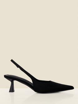 Sosandar Slingback Kitten Heel Pointed Court Shoes, Black, Black