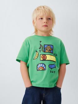 John Lewis Kids' Play All Day Graphic T-Shirt, Green Graphic, Green Graphic