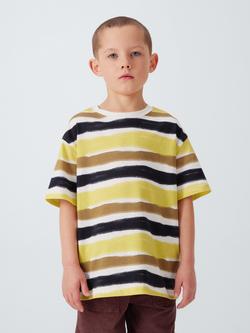 John Lewis Kids' Wave Stripe T-Shirt, Green White Brown, Green White Brown