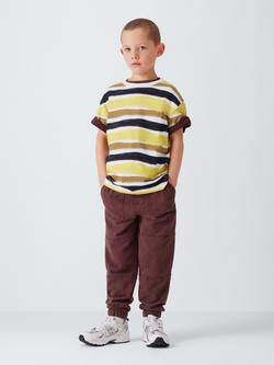 John Lewis Kids' Wave Stripe T-Shirt, Green White Brown - view 2, Green White Brown