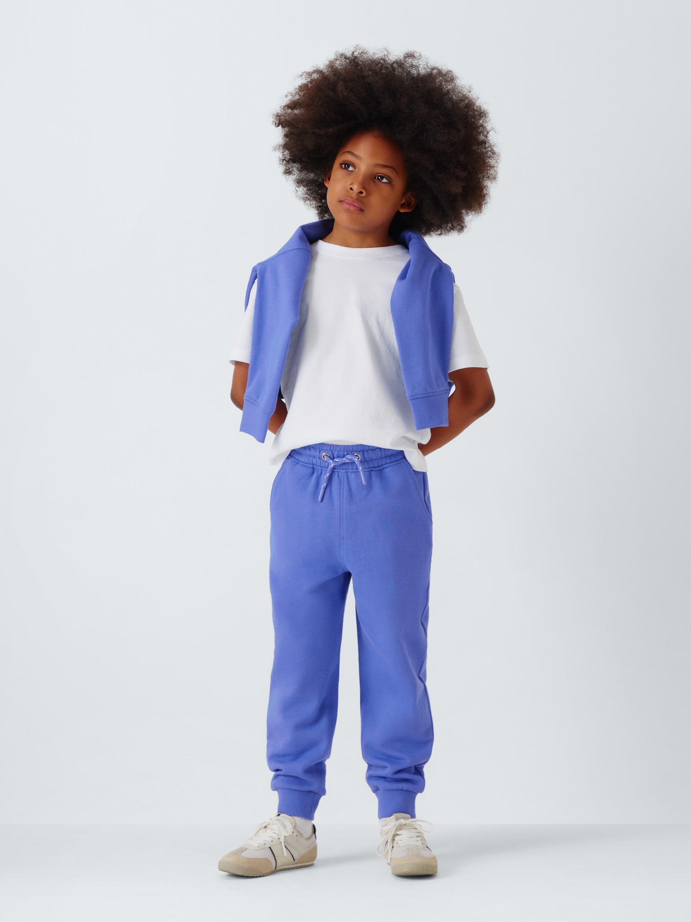 Product image 2 of 7, which shows John Lewis Kids' Jersey Tapered Joggers, Blue, 3 years