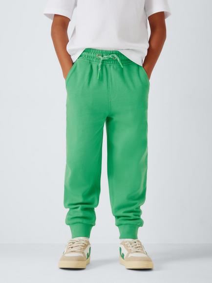 John Lewis Kids' Tapered Jersey Joggers, Green, Green