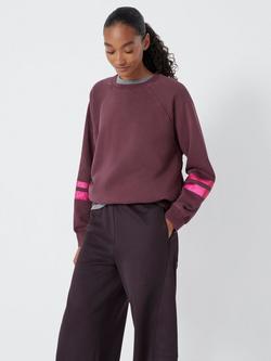HUSH Gemma Foil Stripe Cotton Sweatshirt, Burgundy Purple