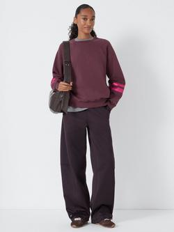 HUSH Gemma Foil Stripe Cotton Sweatshirt - view 2, Burgundy Purple