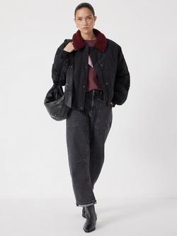 HUSH Quilted Teddy Bomber Jacket, Black