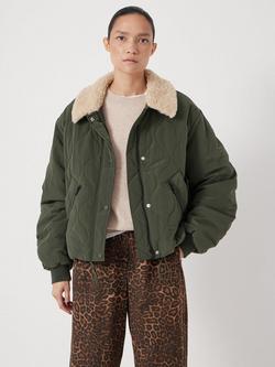 HUSH Quilted Teddy Bomber Jacket - view 2, Green