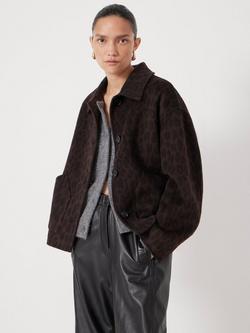 HUSH Wool Animal Print Collar Jacket, Brown/Multi