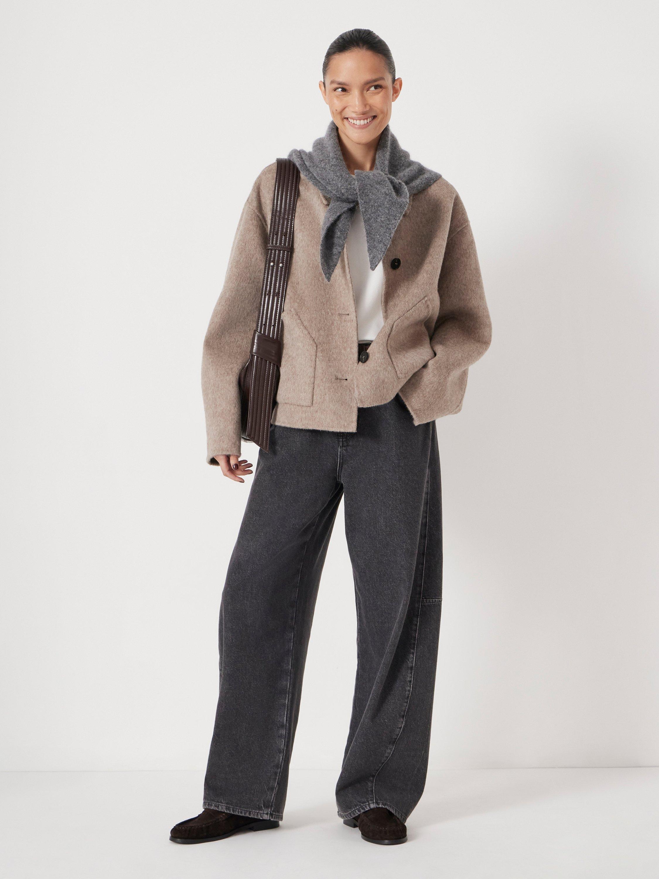 Product image 2 of 5, which shows HUSH Wool Collar Jacket, Oatmeal Marl, XS-S