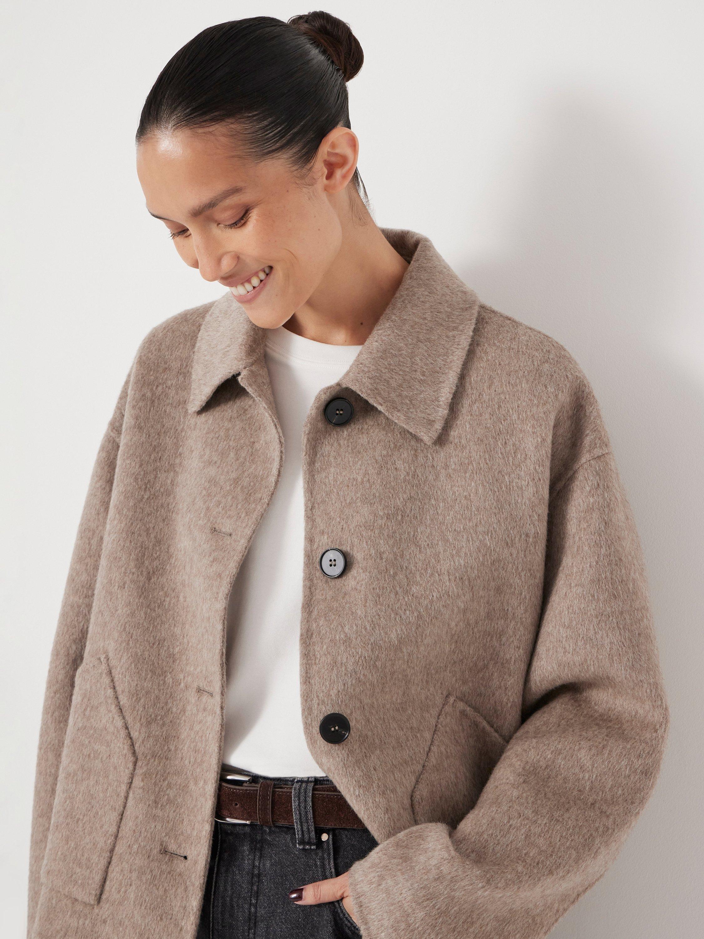 Product image 5 of 5, which shows HUSH Wool Collar Jacket, Oatmeal Marl, XS-S