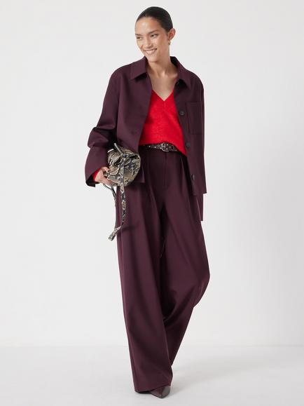 HUSH Wool Blend Shacket, Wine Red