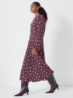 HUSH Grace A-Line Polka Dot Midi Dress - view 2, Burgundy