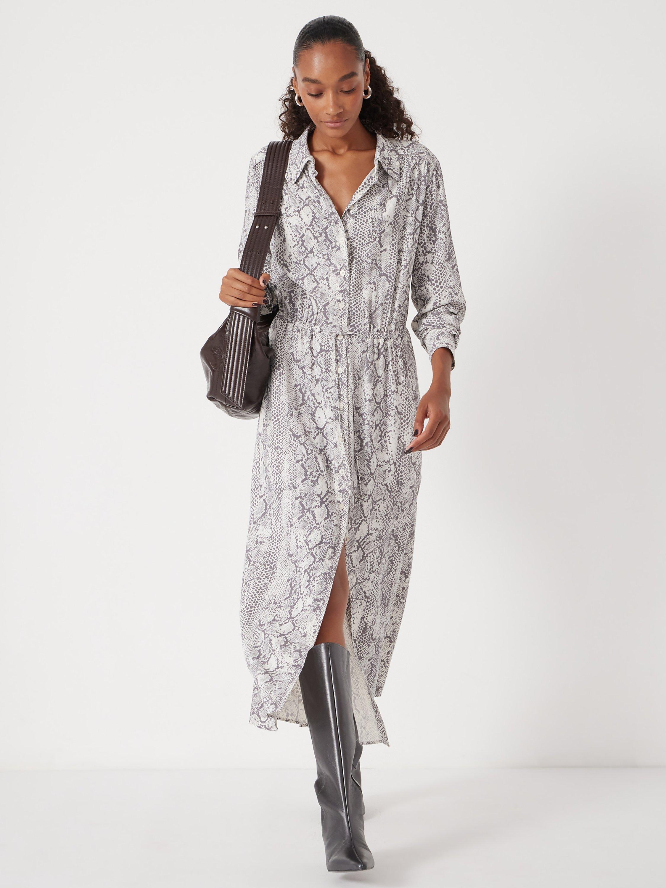 grey snake print shirt dress Snake Print Shirt Dress