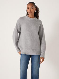 HUSH Cora Chunky Cashmere Jumper, Light Grey Marl, Light Grey Marl