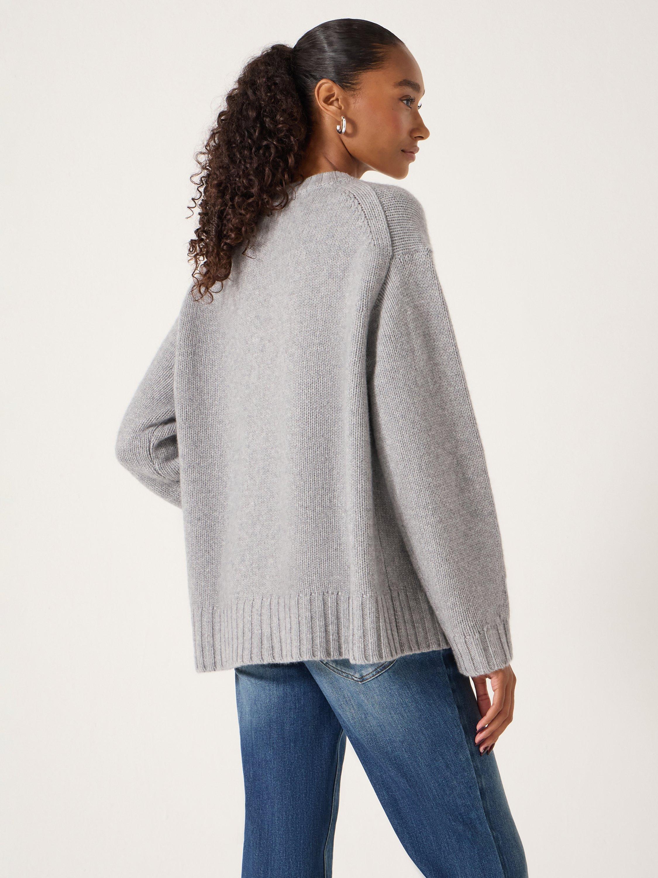 Product image 4 of 5, which shows HUSH Cora Chunky Cashmere Jumper, Light Grey Marl, M-L