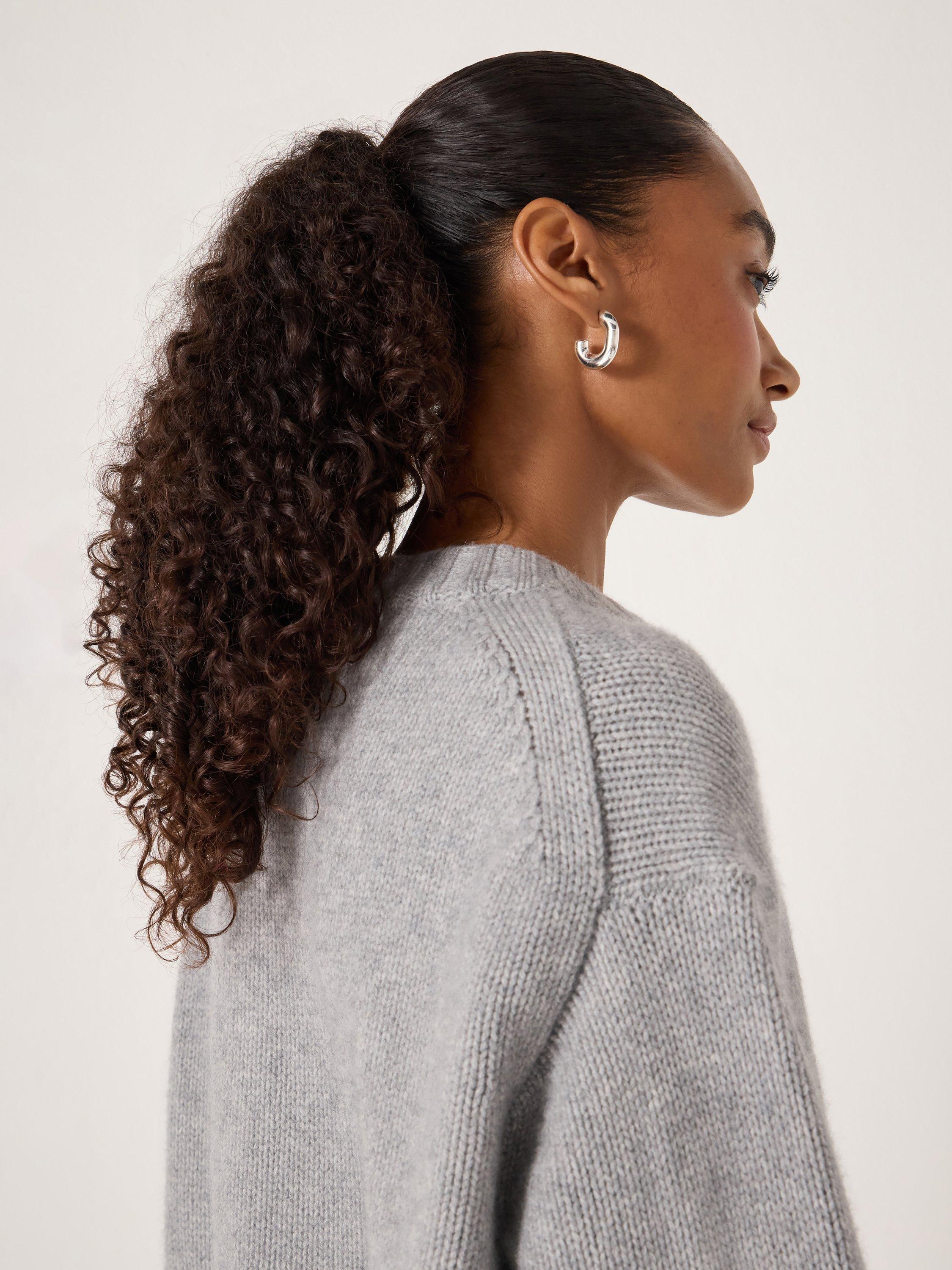 Product image 5 of 5, which shows HUSH Cora Chunky Cashmere Jumper, Light Grey Marl, M-L