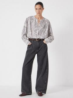 HUSH Fernanda Snake Printed Blouse, Natural Grey