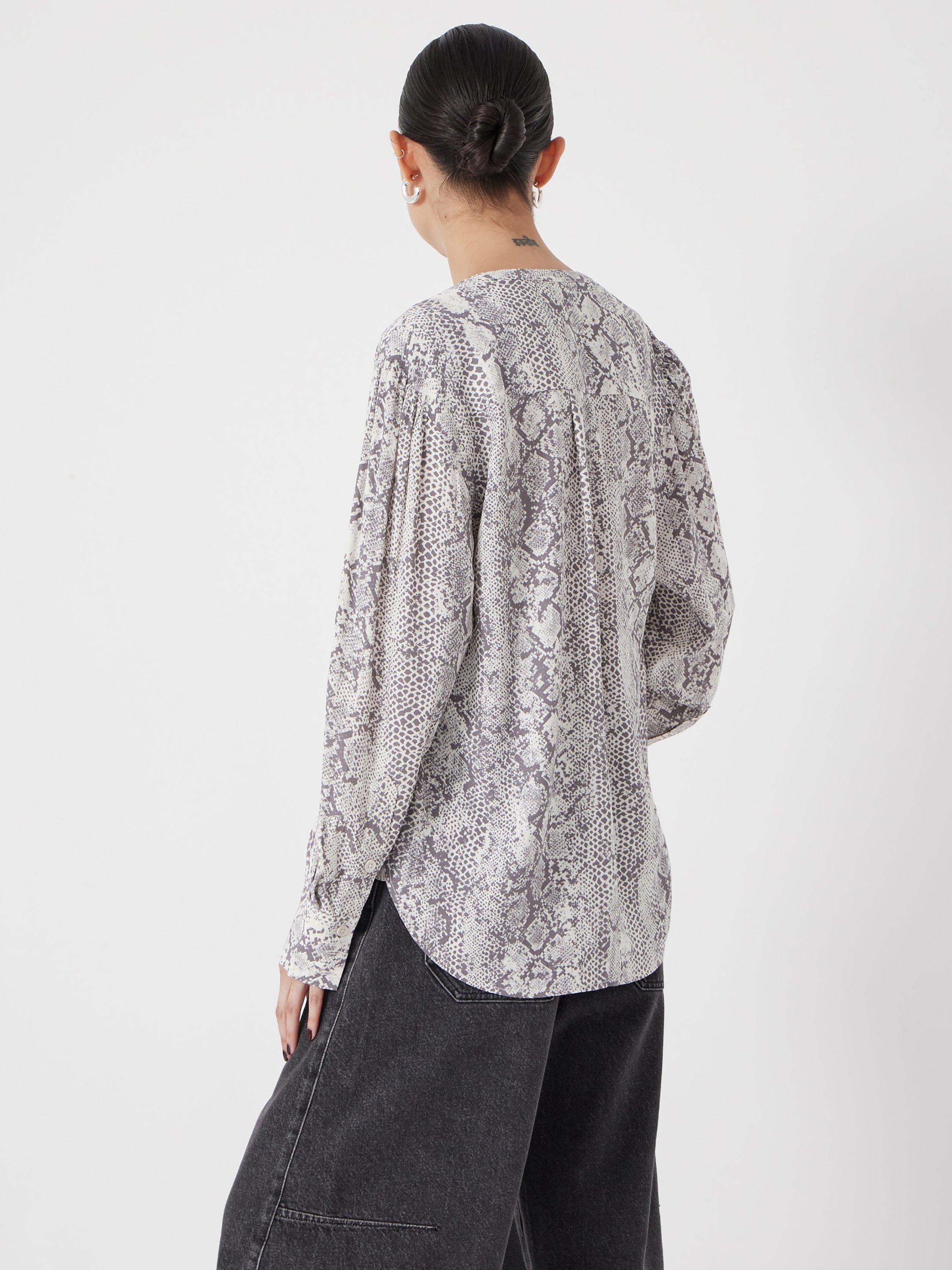 Product image 5 of 5, which shows HUSH Fernanda Snake Printed Blouse, Natural Grey, S-M