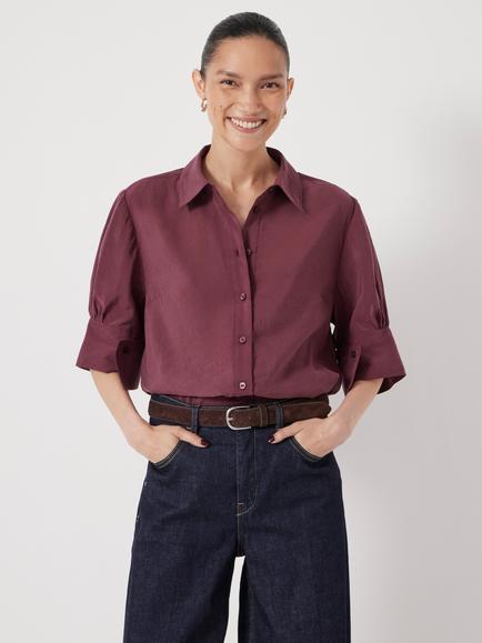 HUSH Lalia Air Flow Short Sleeve Shirt, Burgundy Purple, Burgundy Purple