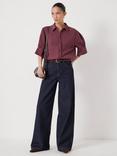 HUSH Lalia Air Flow Short Sleeve Shirt, Burgundy Purple