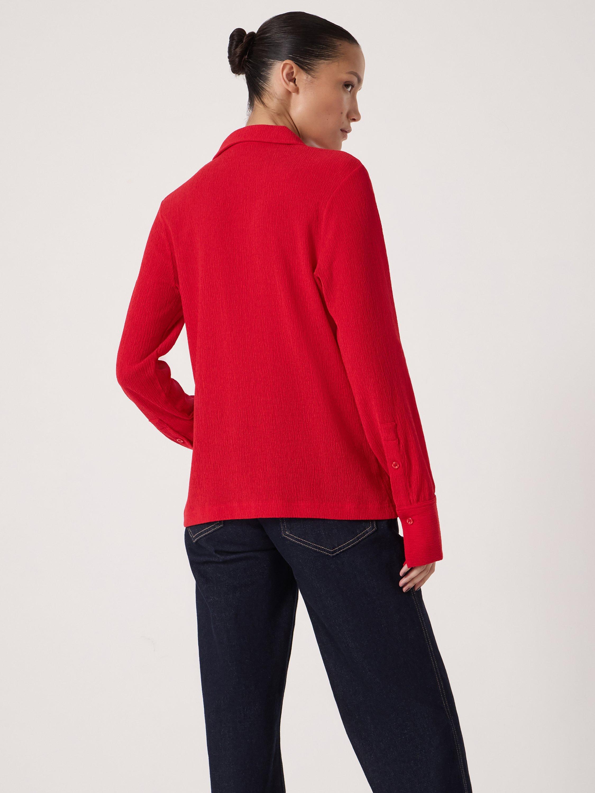 Product image 2 of 5, which shows HUSH Textured Slim Fit Shirt, Red, XXS