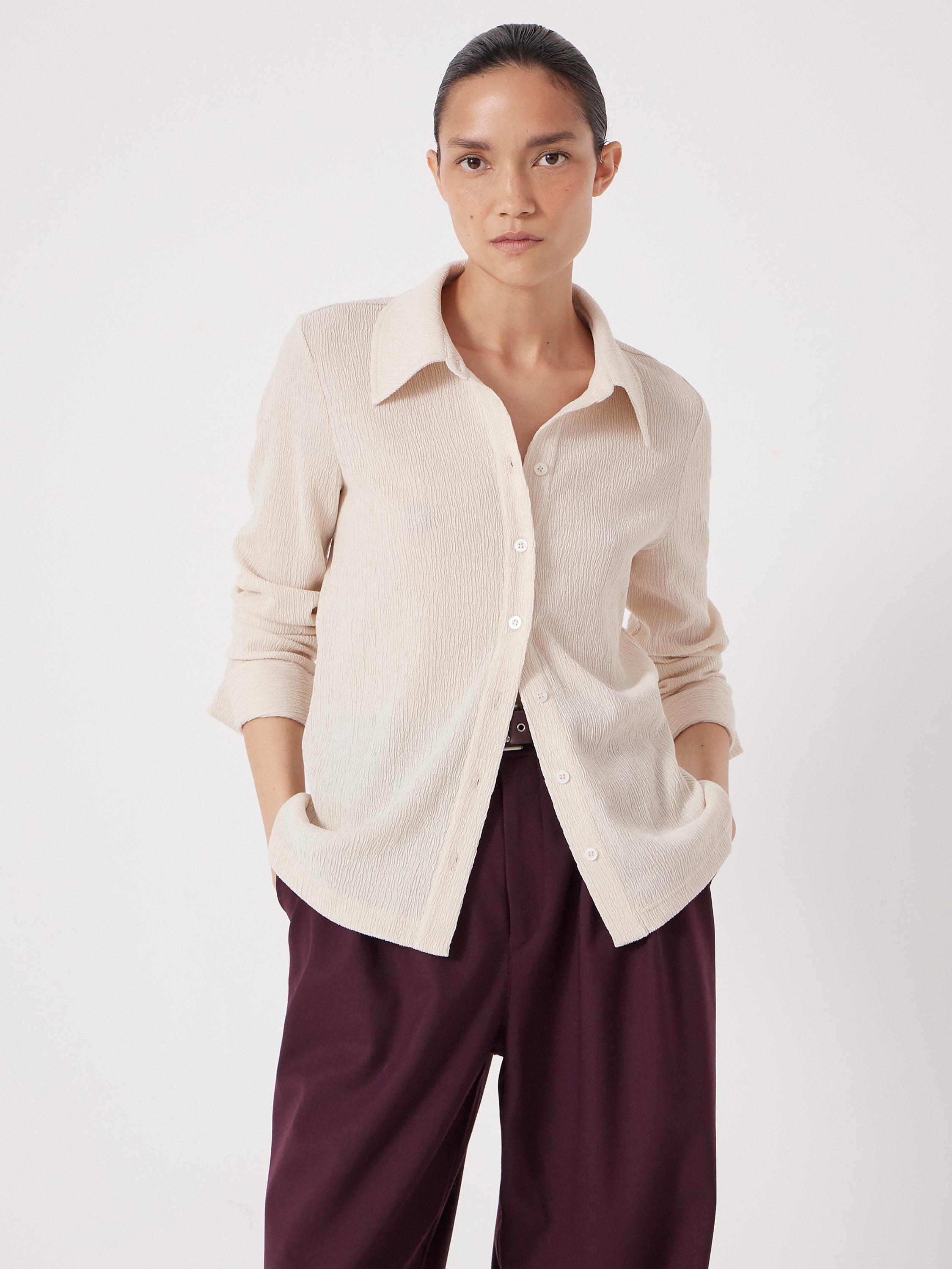 Product image 2 of 5, which shows HUSH Textured Slim Fit Shirt, Almond, XXS