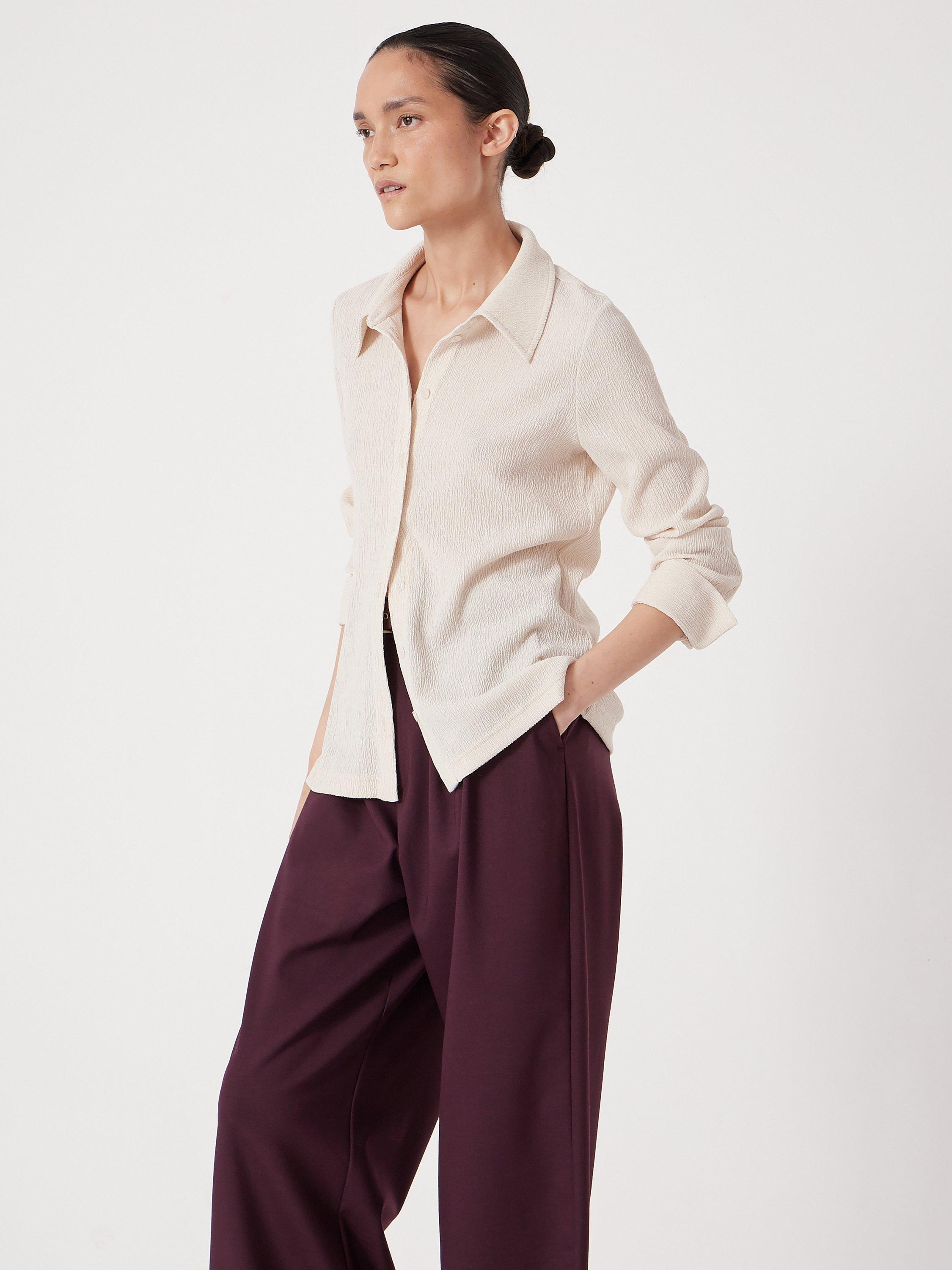 Product image 3 of 5, which shows HUSH Textured Slim Fit Shirt, Almond, XXS