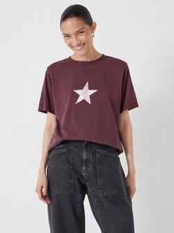 HUSH Graphic Star Print T-Shirt - view 2, Burgundy Purple