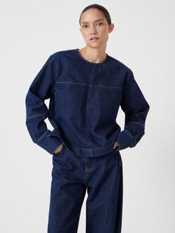 HUSH Long Sleeve Denim Top, Mid Blue, Mid Blue