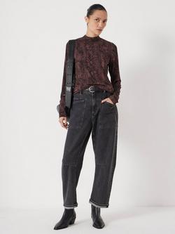 HUSH Animal Print Mock Neck Long Sleeved Top - view 2, Brown