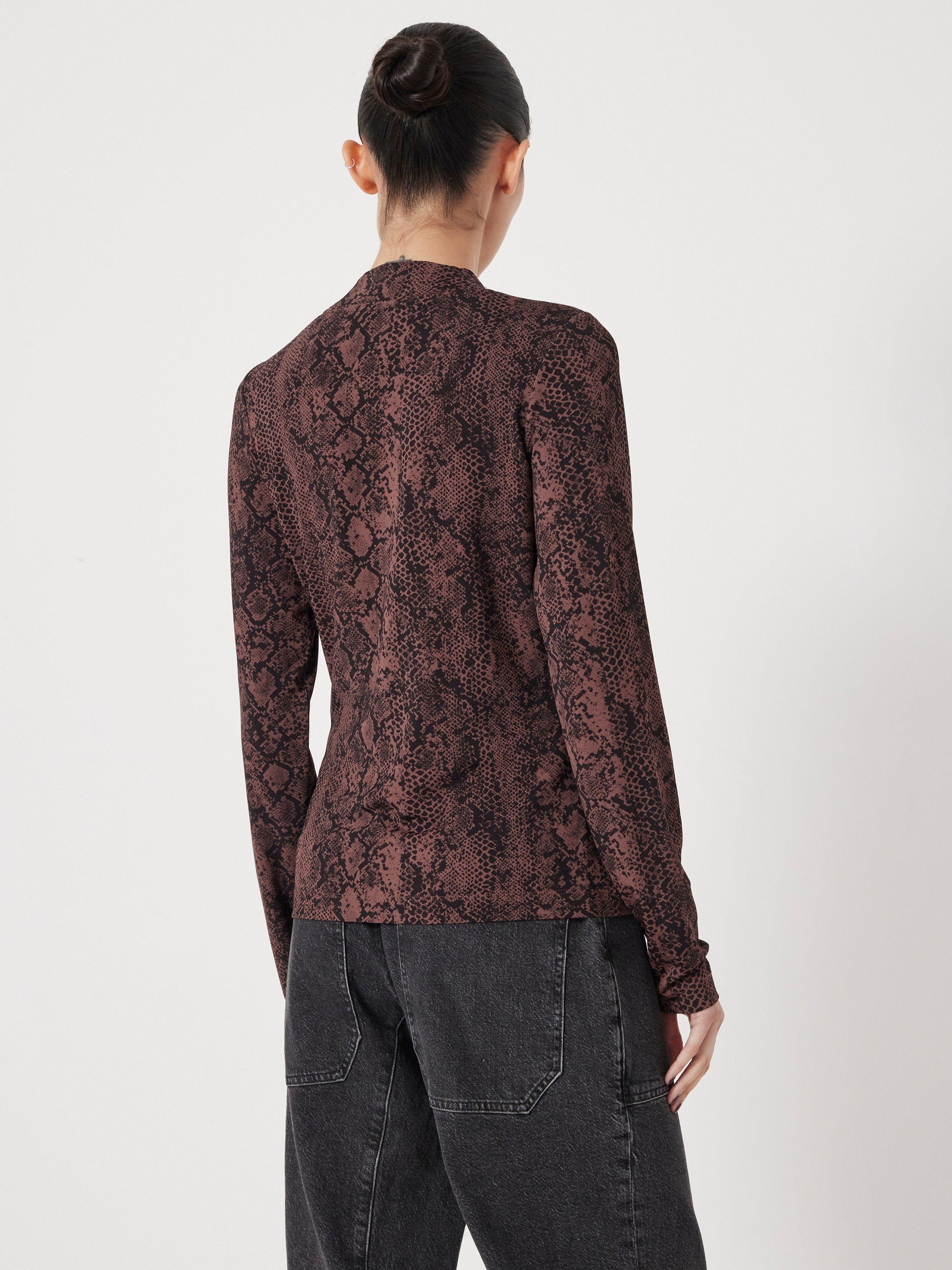 Product image 5 of 5, which shows HUSH Animal Print Mock Neck Long Sleeved Top, Brown, L-XL