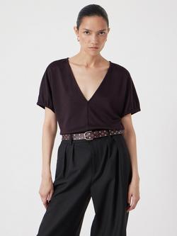 HUSH Short Sleeve V-Neck T-Shirt - view 2, Plum Purple