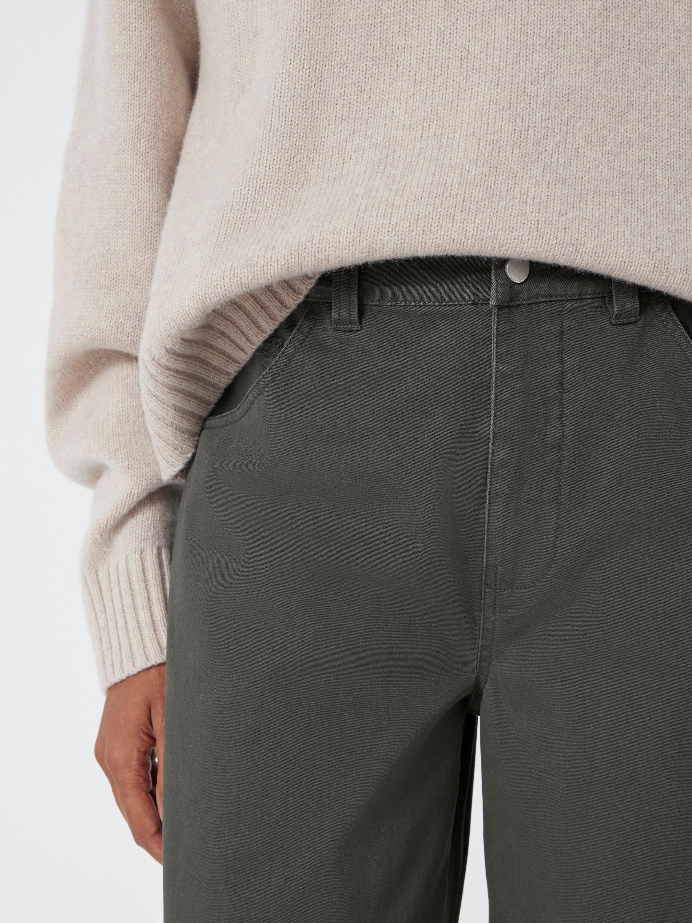 Product image 5 of 6, which shows HUSH Bree Barrel Leg Trousers, Grey Green, 10