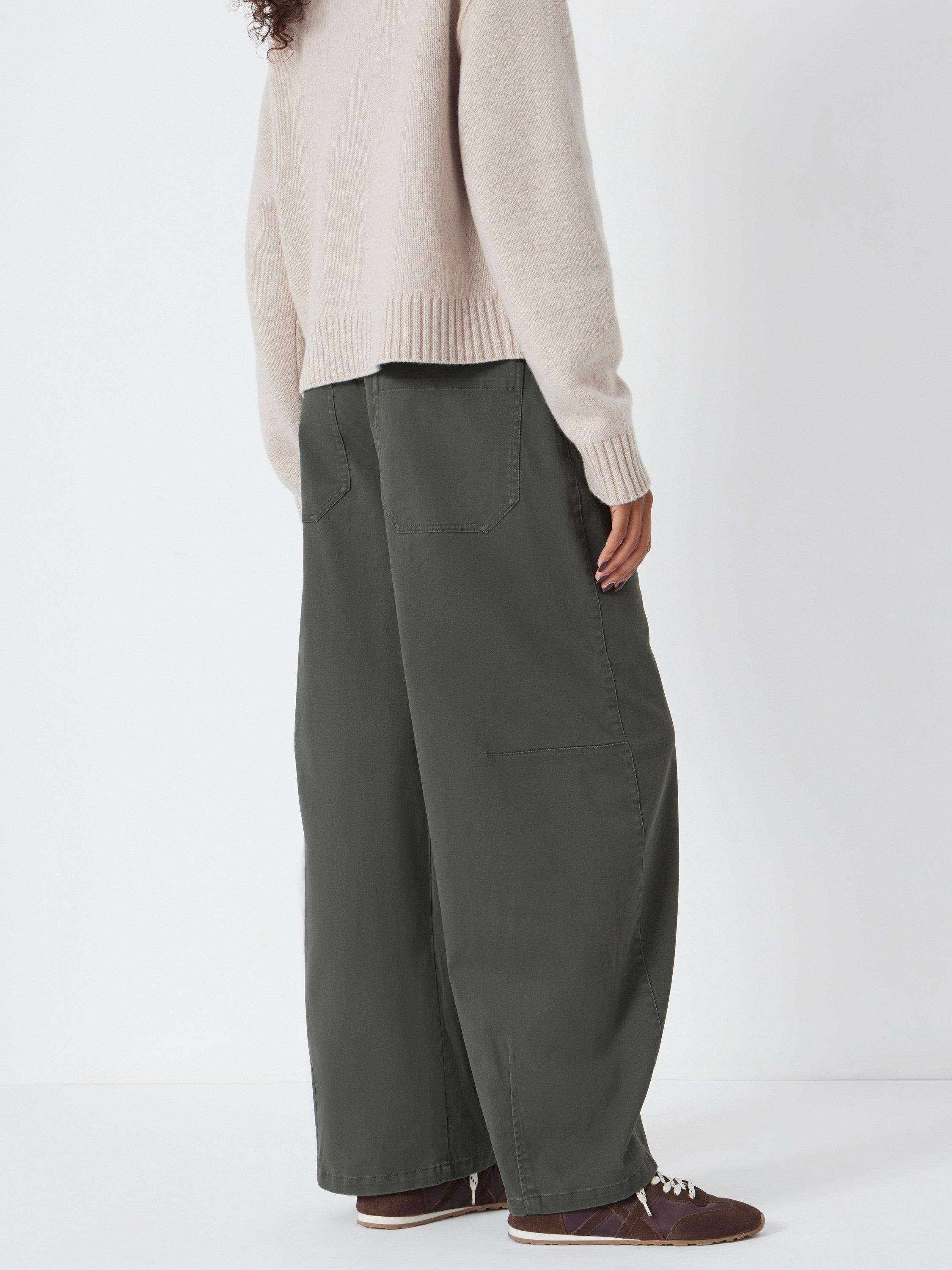 Product image 6 of 6, which shows HUSH Bree Barrel Leg Trousers, Grey Green, 10