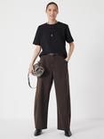 HUSH Bree Barrel Leg Trousers, Toffee Brown