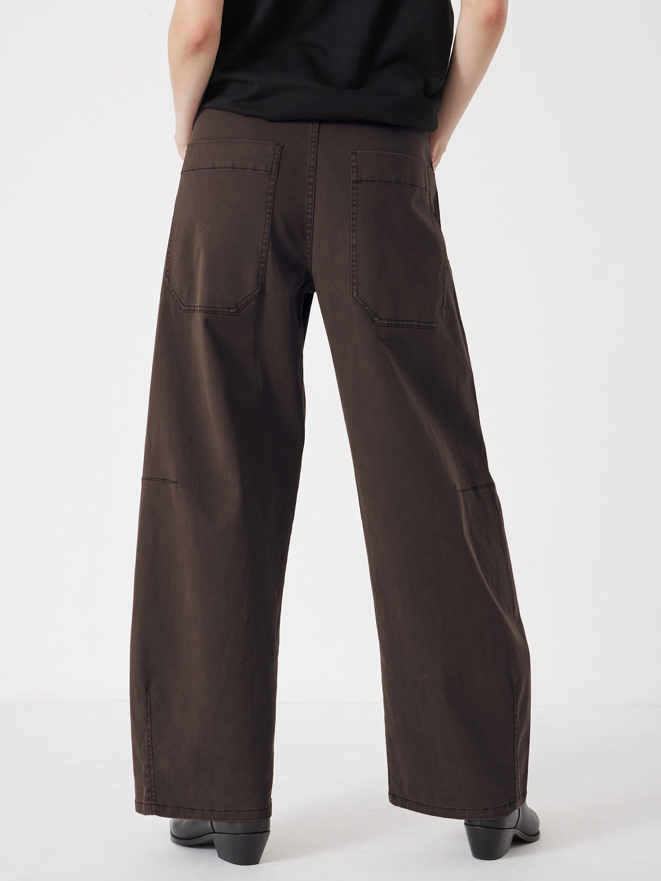 Product image 3 of 6, which shows HUSH Bree Barrel Leg Trousers, Toffee Brown, 18S
