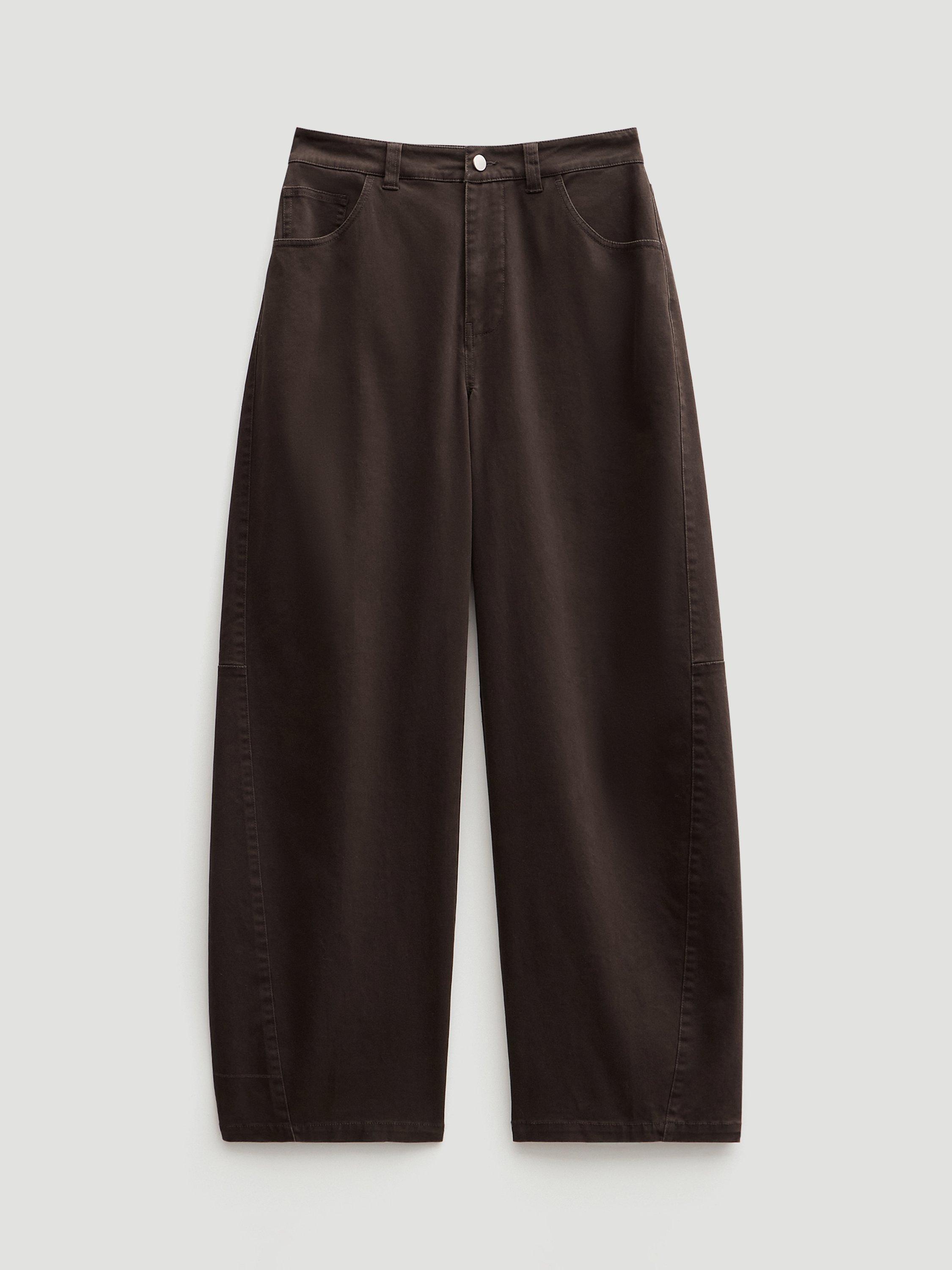 Product image 4 of 6, which shows HUSH Bree Barrel Leg Trousers, Toffee Brown, 18S