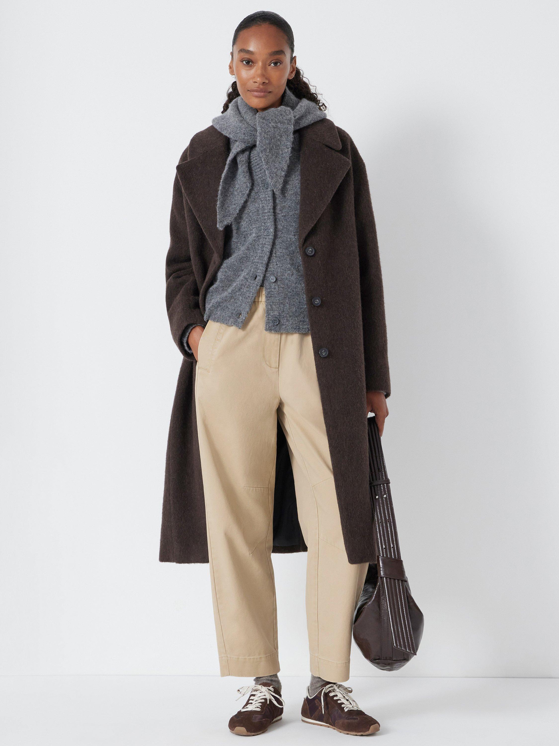 Product image 2 of 6, which shows HUSH Jack Barrel Leg Trousers, Washed Beige, 4