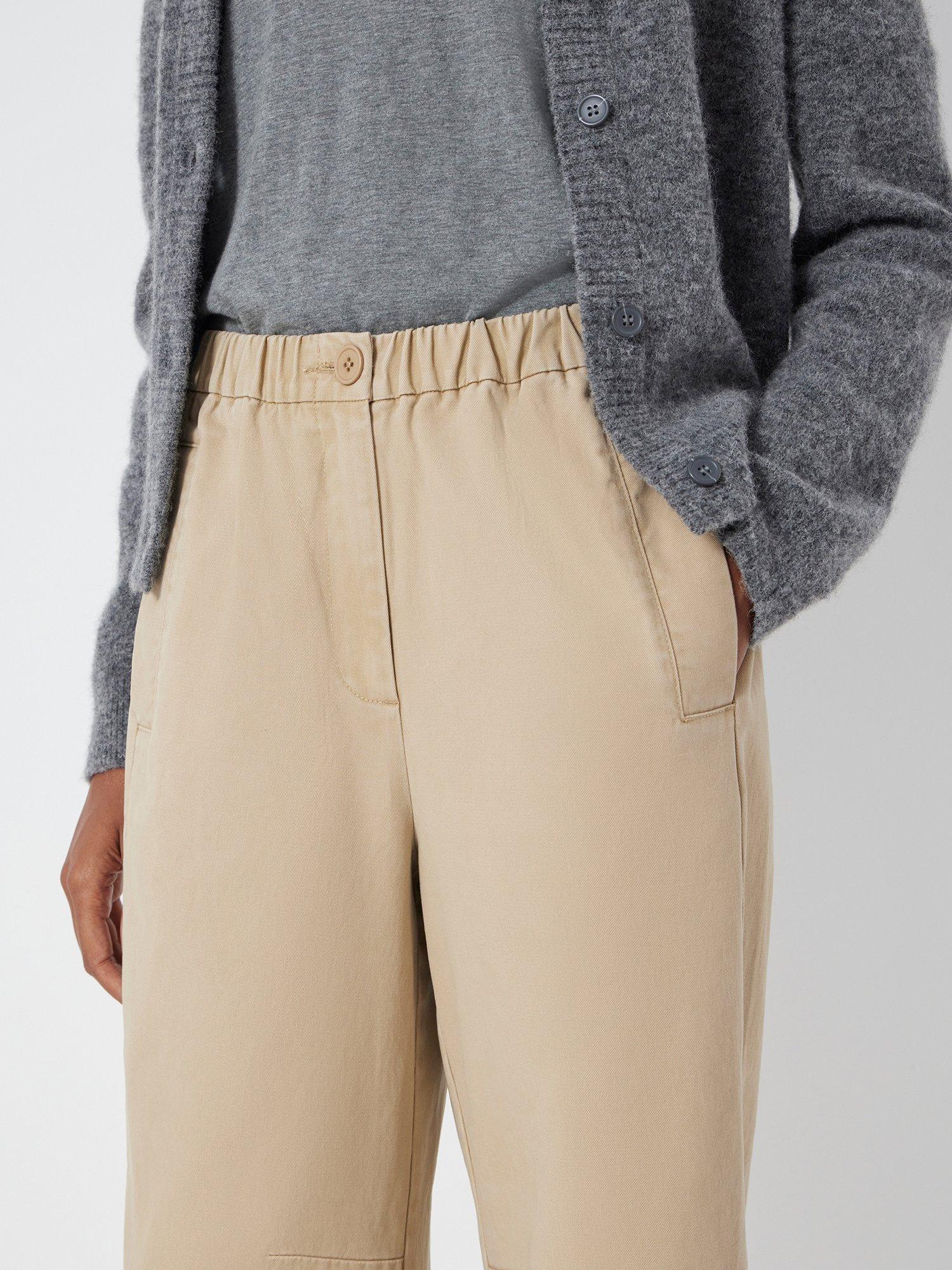 Product image 3 of 6, which shows HUSH Jack Barrel Leg Trousers, Washed Beige, 4