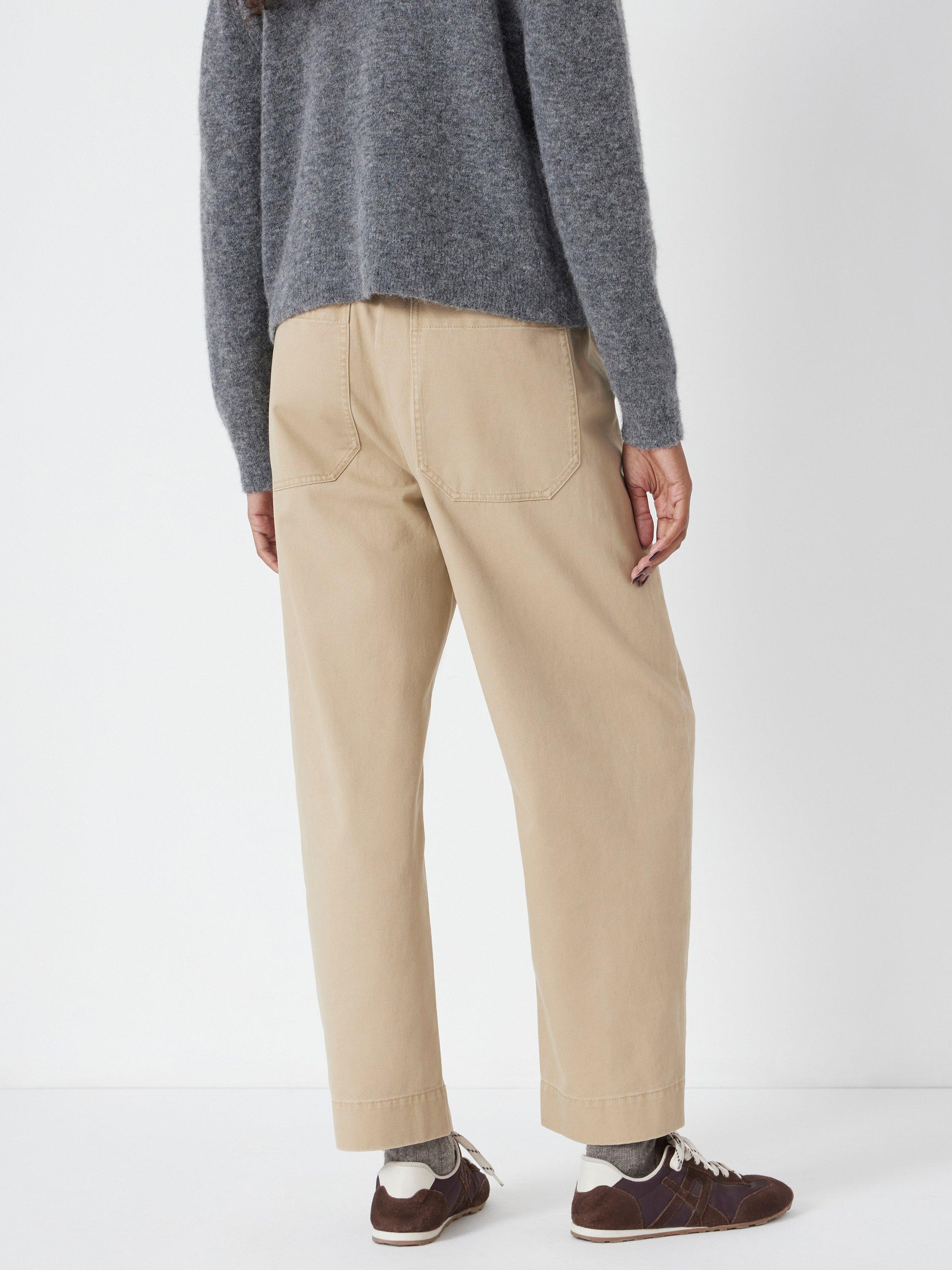 Product image 6 of 6, which shows HUSH Jack Barrel Leg Trousers, Washed Beige, 4