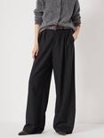HUSH Lya Wool Blend Wide Leg Trousers, Black