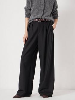 HUSH Lya Wool Blend Wide Leg Trousers, Black