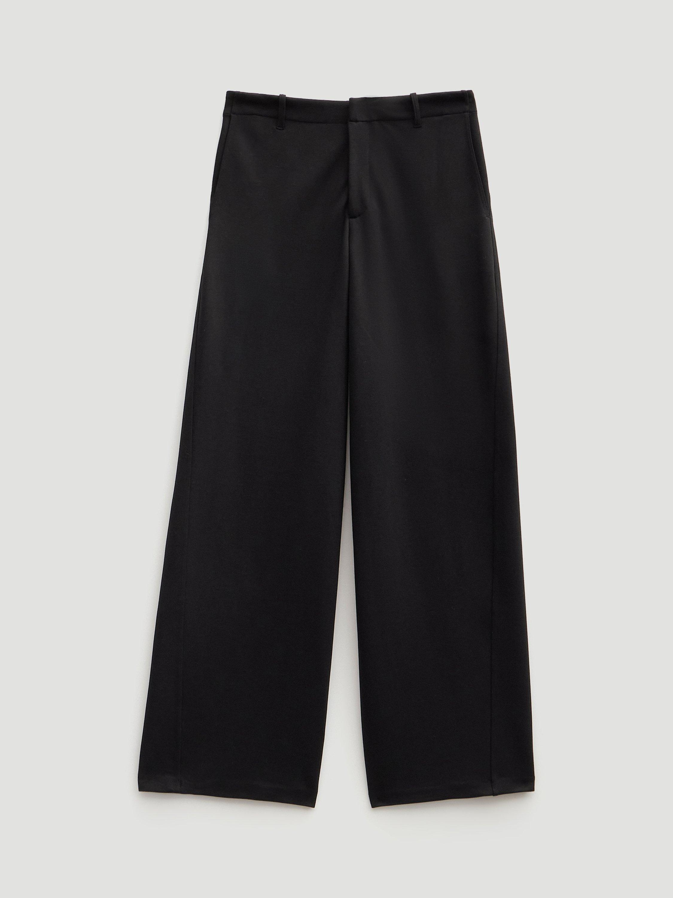 Product image 3 of 5, which shows HUSH Lya Wool Blend Wide Leg Trousers, Black, 4