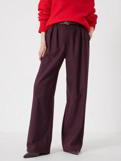 HUSH Lya Wool Blend Wide Leg Trousers, Winetasting