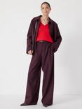 HUSH Lya Wool Blend Wide Leg Trousers, Winetasting