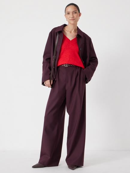HUSH Lya Wool Blend Wide Leg Trousers - view 2, Winetasting