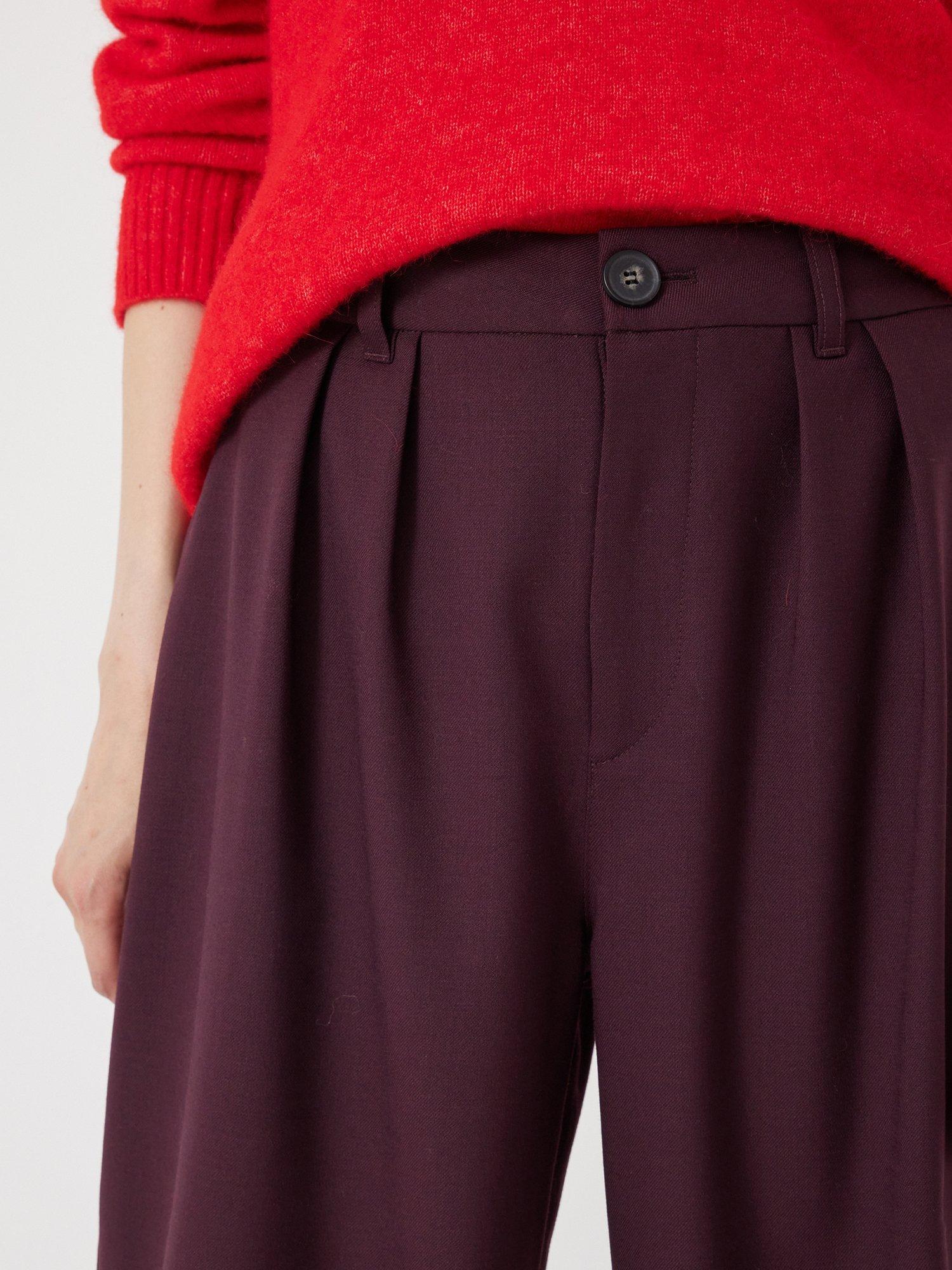 Product image 3 of 5, which shows HUSH Lya Wool Blend Wide Leg Trousers, Winetasting, 4