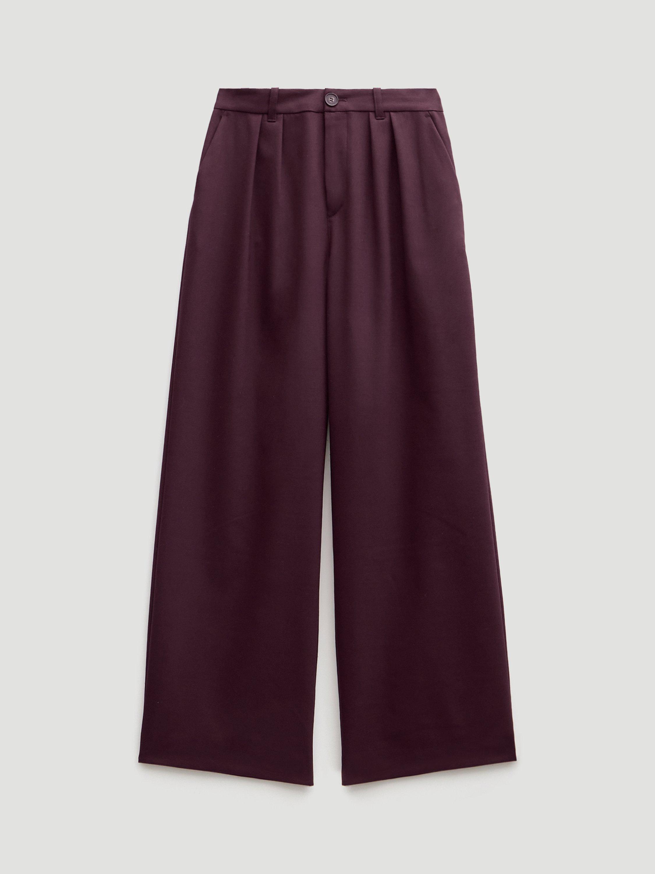Product image 4 of 5, which shows HUSH Lya Wool Blend Wide Leg Trousers, Winetasting, 4