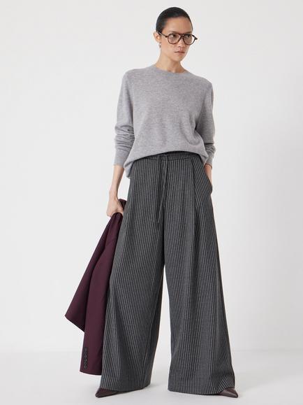 HUSH Pinstripe Wide Leg Joggers, Grey - view 2, Grey