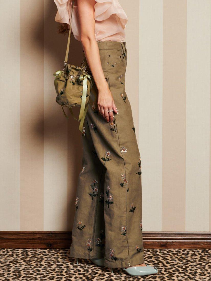 Product image 2 of 6, which shows Sister Jane Sequin Daisy Jeans, Green, 6