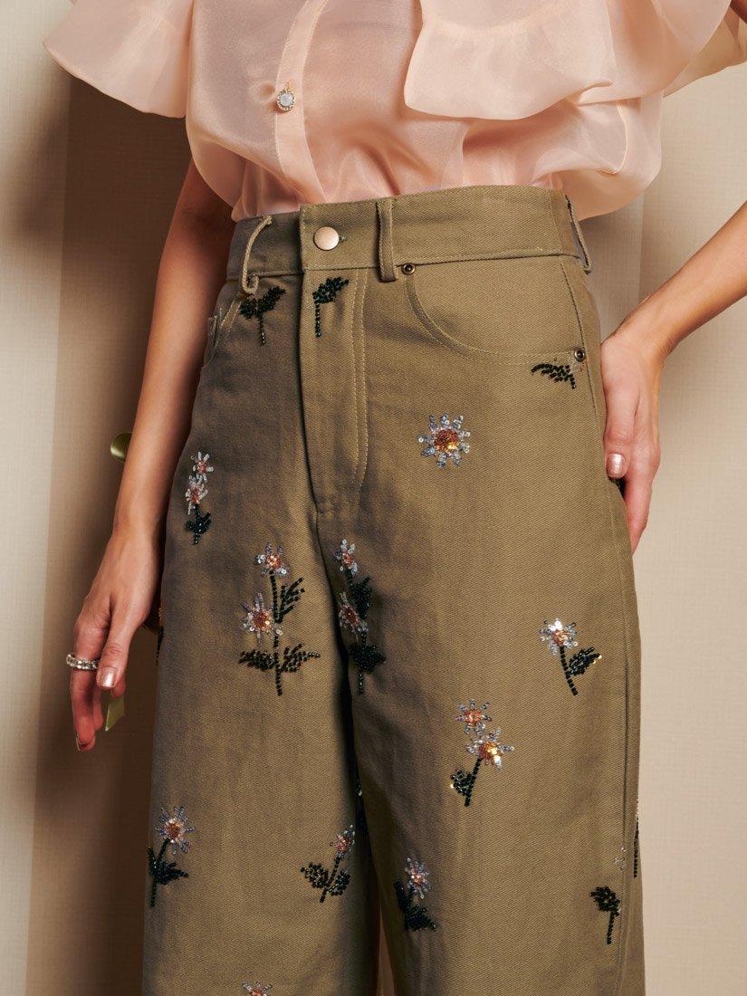 Product image 5 of 6, which shows Sister Jane Sequin Daisy Jeans, Green, 6